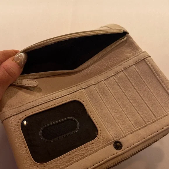 The Sak Beige Leather Wristlet with Gold Accents - Picture 4 of 10